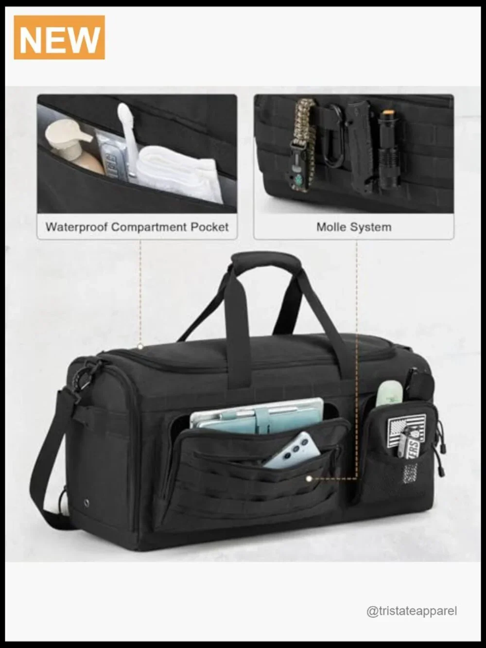 3-in-1 Travel Duffle Bag 50L Gym Sports Tactical Backpack Shoe Compartment